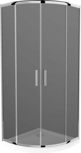 MEXEN/S - Rio štvrťkruhový sprchovací kút 90 x 90 cm, grafit, chróm + vanička so sifónom Flat, biela 863-090-090-01-40-4110