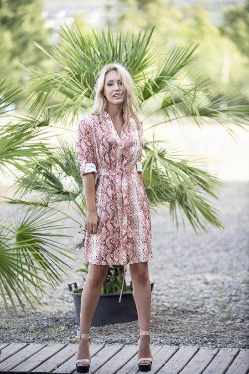 Piju Shirt Dress Adel Snake Ecru/Brown S / M