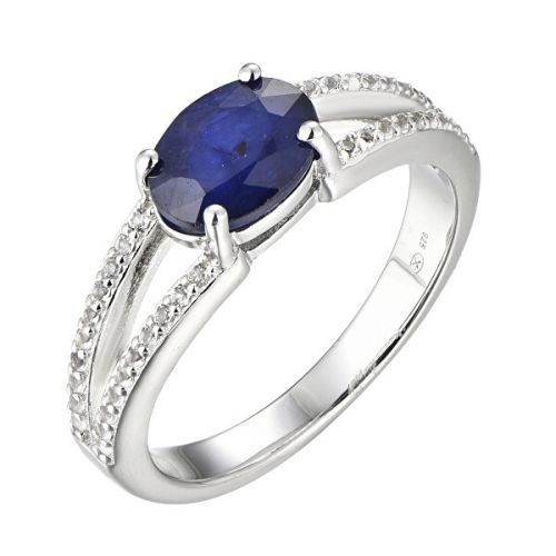 Brilio Silver Nádherný strieborný prsteň so zafírom Precious Stone SR09004B 50 mm