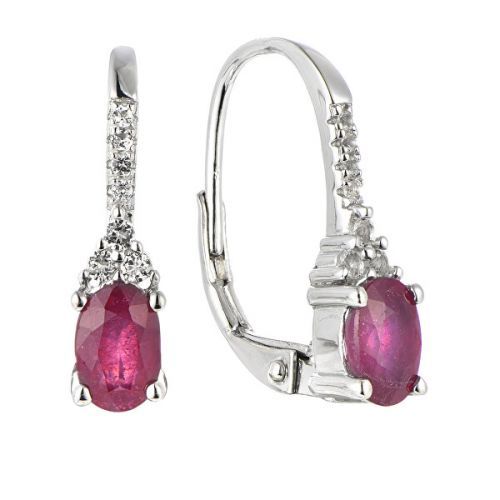 Brilio Silver Elegantné strieborné visiace náušnice s rubínmi Precious Stone SEC2747G