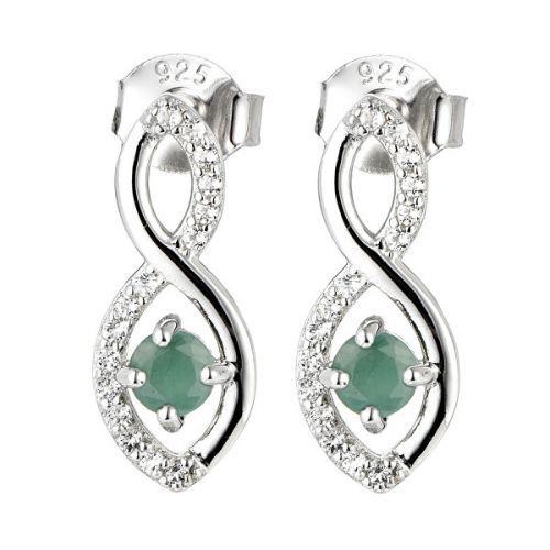 Brilio Silver Trblietavé strieborné visiace náušnice so smaragdmi Precious Stone SE09089D