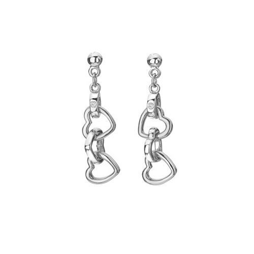 Hot Diamonds Pôvabné strieborné náušnice s diamantmi Trio DE702