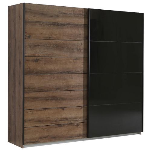 Skriňa Java 200 dąb szlachetny/czarne szkło