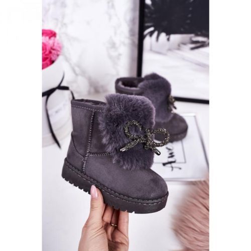 Children's Snow Boots Insulated With Fur Suede Grey Amelia