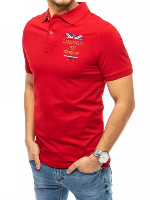Red polo shirt with embroidery Dstreet PX0432