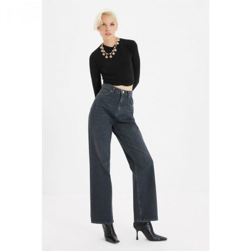 Trendyol Anthracite High Waist 90's Wide Leg Jeans