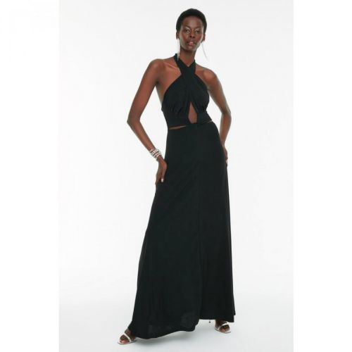 Trendyol Black Waist Detailed Evening Dress & Graduation Dress