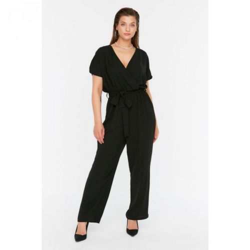 Trendyol Curve Black Belted Woven Overalls