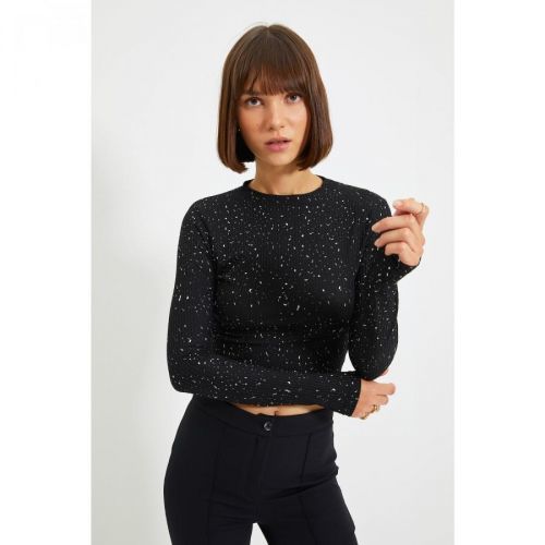 Trendyol Black Crop Knitted Blouse