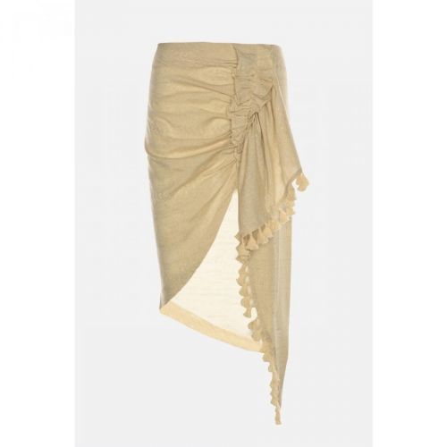 Trendyol Beige Tie Detail Linen Skirt