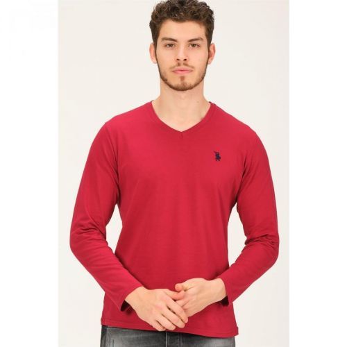 T8587 DEWBERRY V COLLAR MEN'S SWEATSHIRT-BURGUNDY