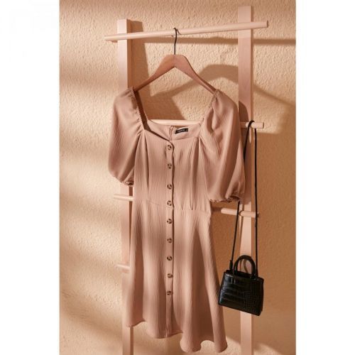 Trendyol Camel Button Dress