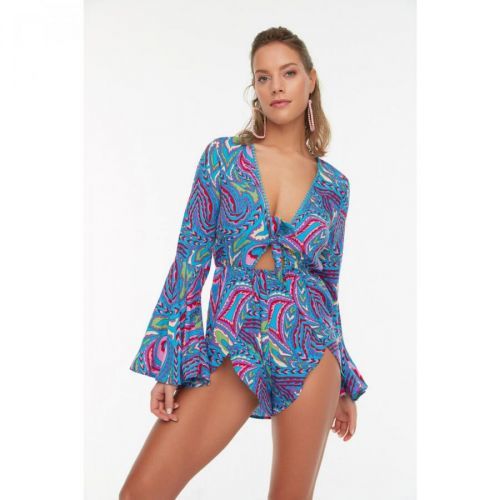 Trendyol Abstract Patterned Lacing Detailed Jumpsuit