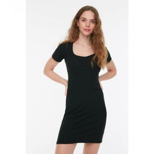 Trendyol Black Heart Collar Knitted Dress