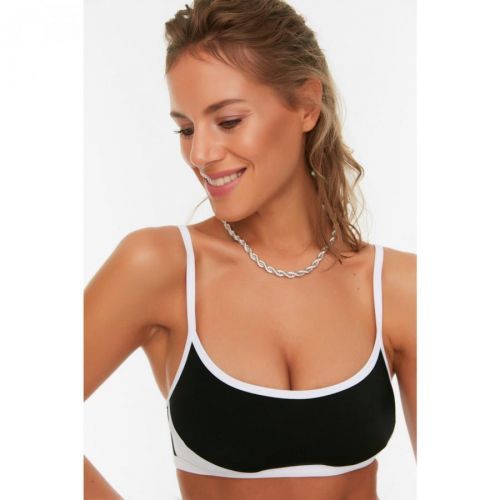 Trendyol Black and White Bandeau Bikini Top