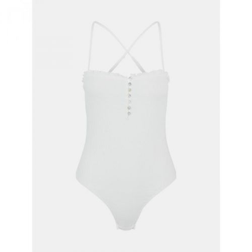 White Bodys with Buttons Pieces Leaf - Women