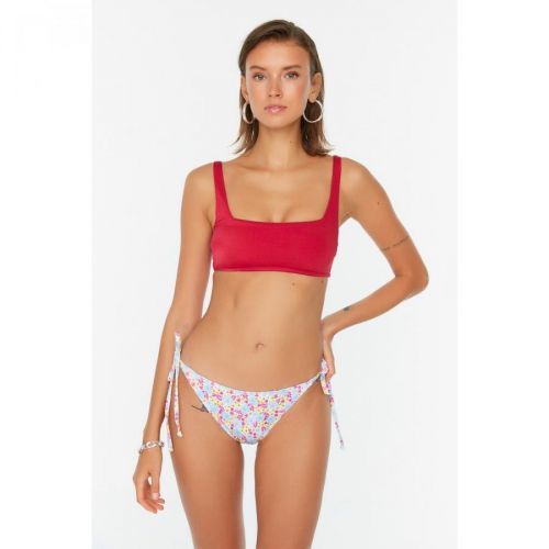 Trendyol Crispy Floral Patterned Tie Detailed Bikini Bottoms