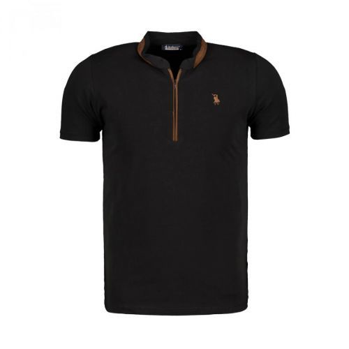 T8571 DEWBERRY ZIPPERED MEN'S T-SHIRT-DARK BLACK
