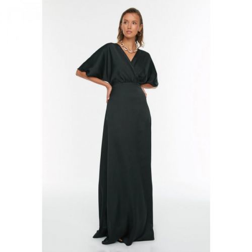 Trendyol Black Double Breasted Collar Evening Dress & Graduation Dress