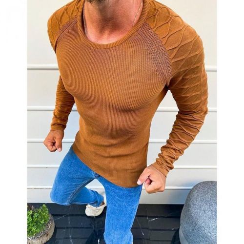 Men's camel pullover sweater WX1651