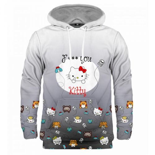 Mr. GUGU & Miss GO Unisex's Angry Kitty Black Hoodie H-K2231
