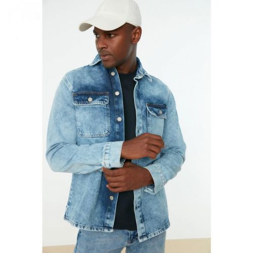 Trendyol Blue Men's Regular Fit Denim Jacket