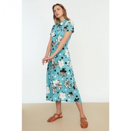 Trendyol Blue Patterned Shirt Dress
