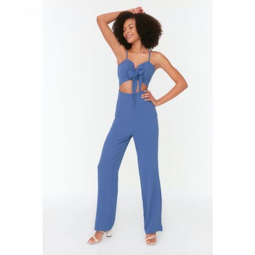 Trendyol Indigo Tie Detailed Jumpsuit