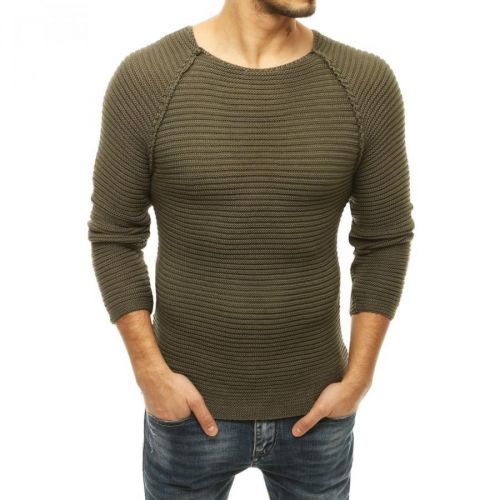 Men's sweater, pulled over the head, khaki WX1663
