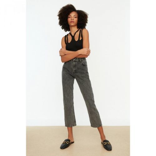 Trendyol Black High Waist Straight Jeans
