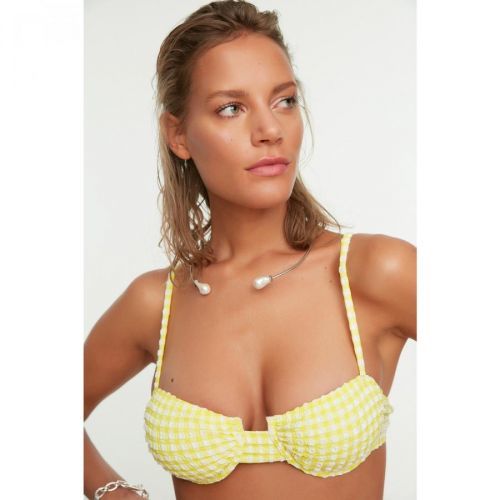 Trendyol Yellow Textured Bikini Top