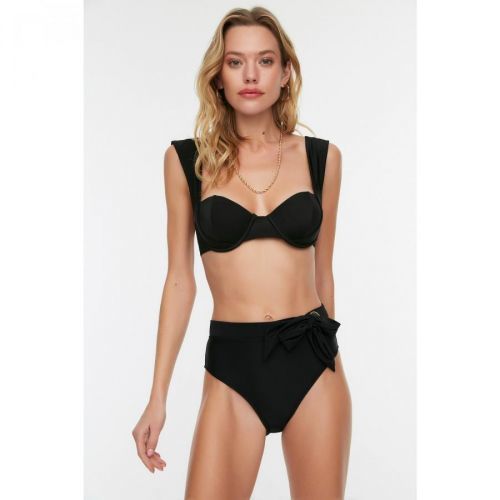 Trendyol Black Tie Detailed Bikini Bottoms