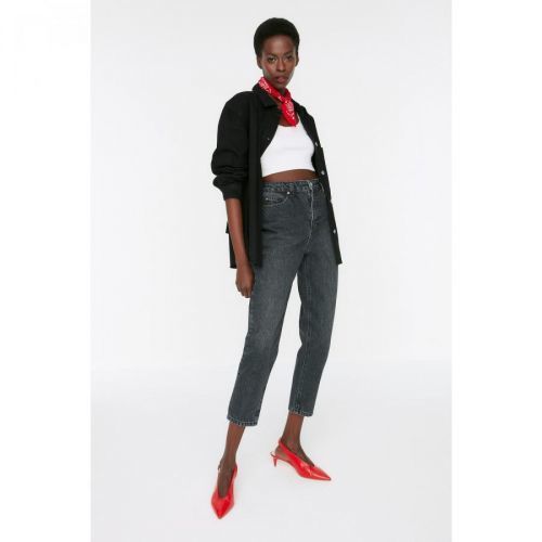 Trendyol Anthracite High Waist Mom Jeans
