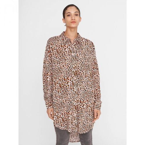 Beige Patterned Long Shirt Noisy May Fiona - Women