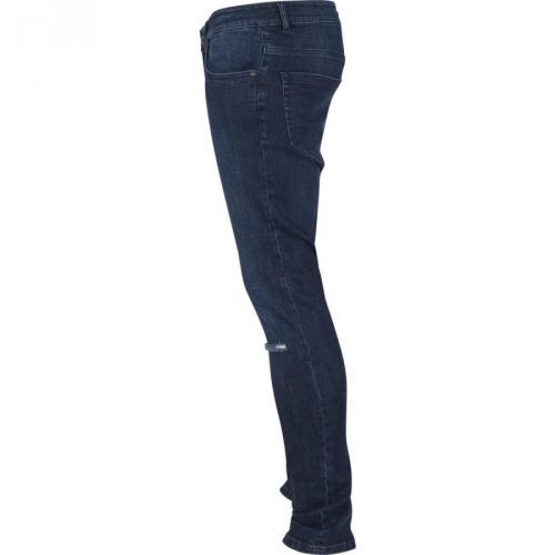 Slim Fit Knee Cut Denim Pants dark blue