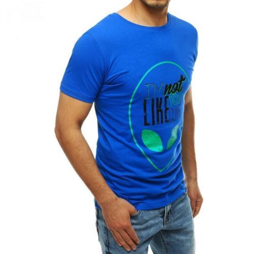 Blue men's T-shirt with print RX4156