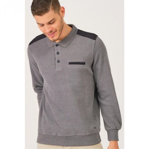 V2501 DEWBERRY DIO RISE POLO NECK MEN'S SWEATSHIRT-SMOKED