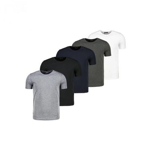 FIVE SET T8569 DEWBERRY BIKE COLLAR T-SHIRT-BLACK-WHITE-LACİVERT-ANTHRACİT-GRAY