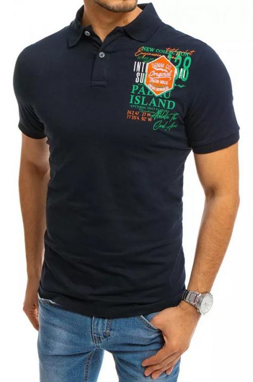 Polo shirt with print navy blue Dstreet PX0369