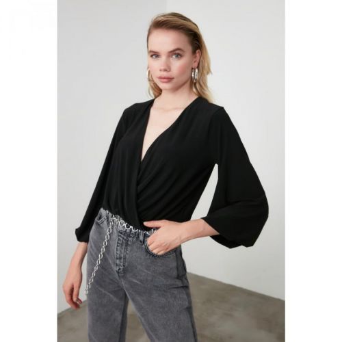 Trendyol Black Double Breasted Knitted Blouse