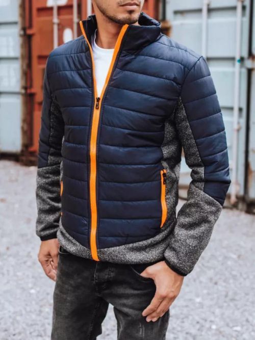 Navy blue men's quilted transitional jacket Dstreet TX3783