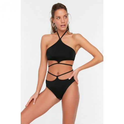 Trendyol Black Tie Detailed Bikini Set