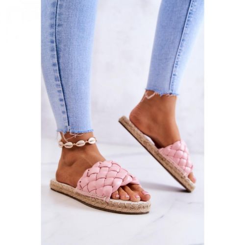 Leather Braided Slippers Big Star JJ274921 Pink