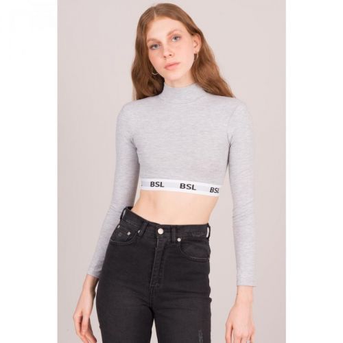 BSL Gray turtleneck short top