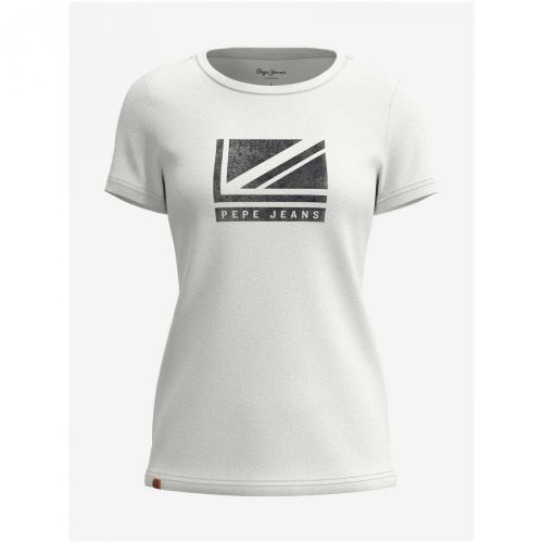 White Women's T-Shirt with Pepe Jeans Beatriz Print - Women