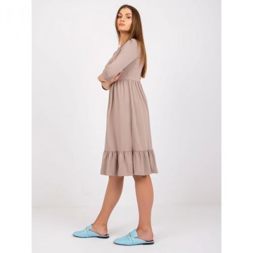 RUE PARIS Dark green velor dress with a slit