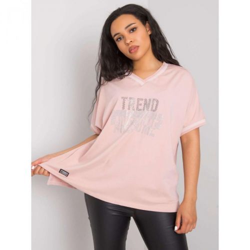 Dusty pink women's plus size blouse with an applique
