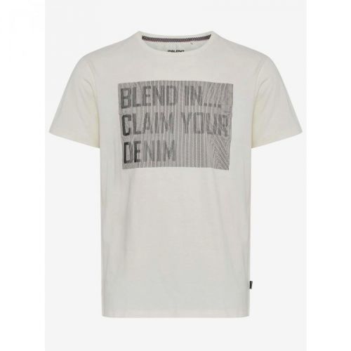White T-shirt with Blend print - Men