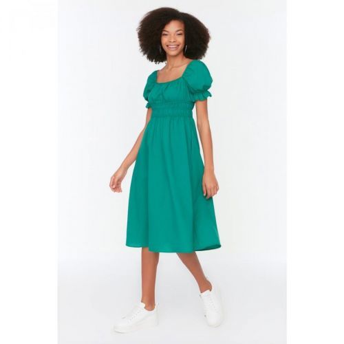 Trendyol Green Square Collar Dress