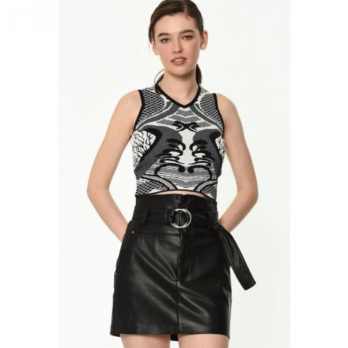 Z6118 DEWBERRY WOMEN'S TRİkO BLOUse-BLACK